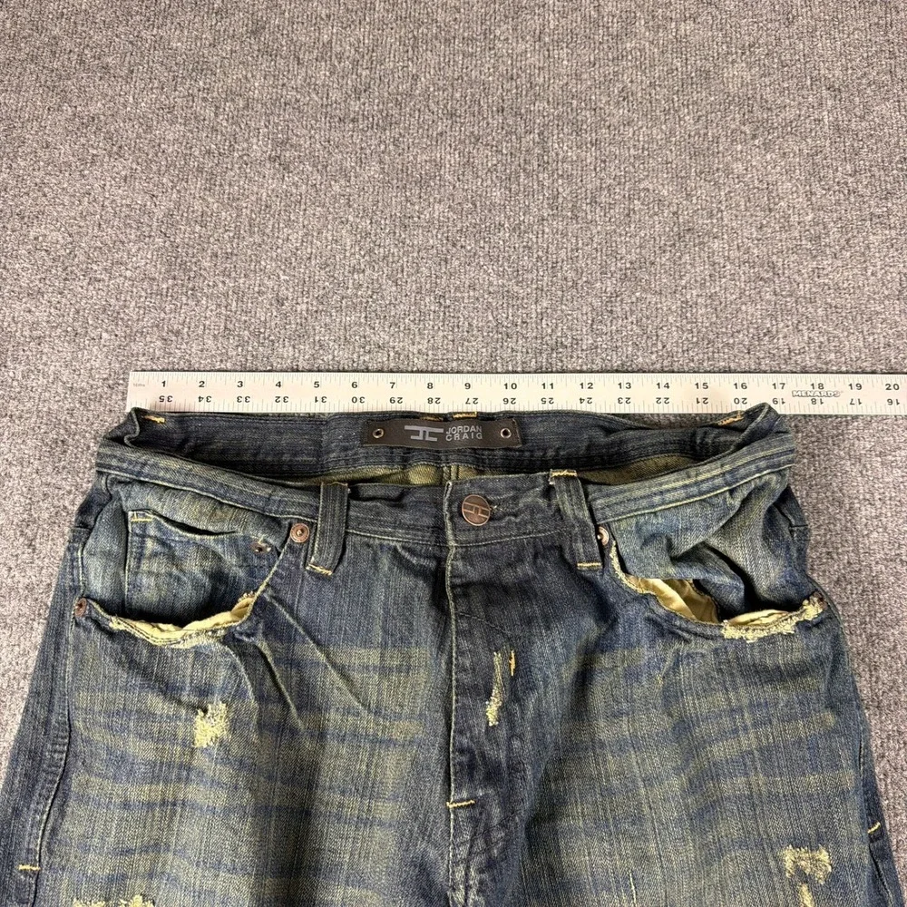 Jordan Craig Men Jeans Distressed 34‎ x 32 Straight Hem Finish Cotton